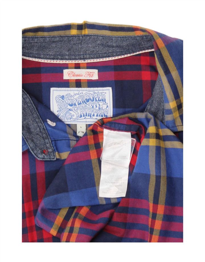 JOULES Mens Classic Fit Flannel Shirt Large Blue Check Cotton Vintage Joules and Second-Hand Joules from Messina Hembry 