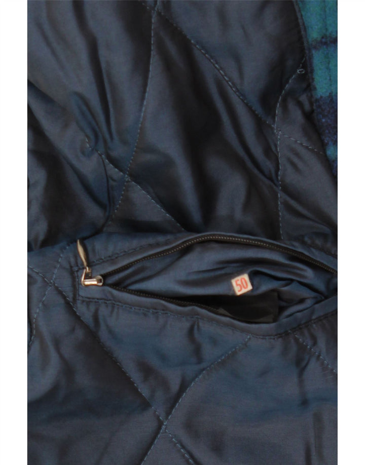 vintage Mens Overcoat IT 50 Grande laine à carreaux verts