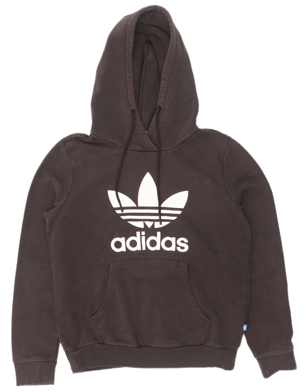 Adidas Pull à capuche graphique pour femme UK 14 Grand coton noir