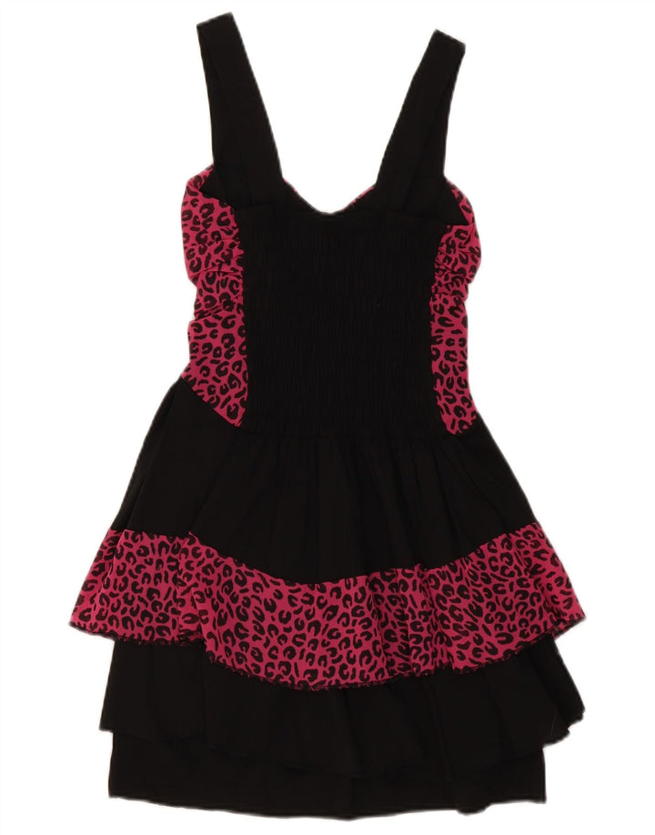 WalG Robe péplum pour femme UK 10 Petit imprimé animal noir