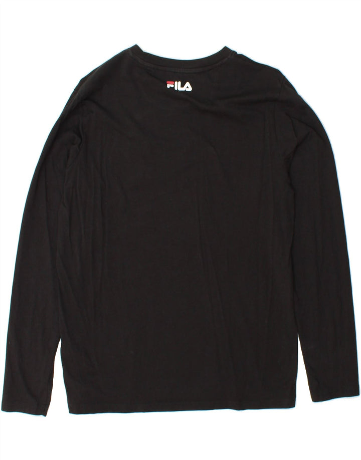 FILA Mens Graphic Top Long Sleeve Small Black Cotton Vintage Fila and Second-Hand Fila from Messina Hembry 