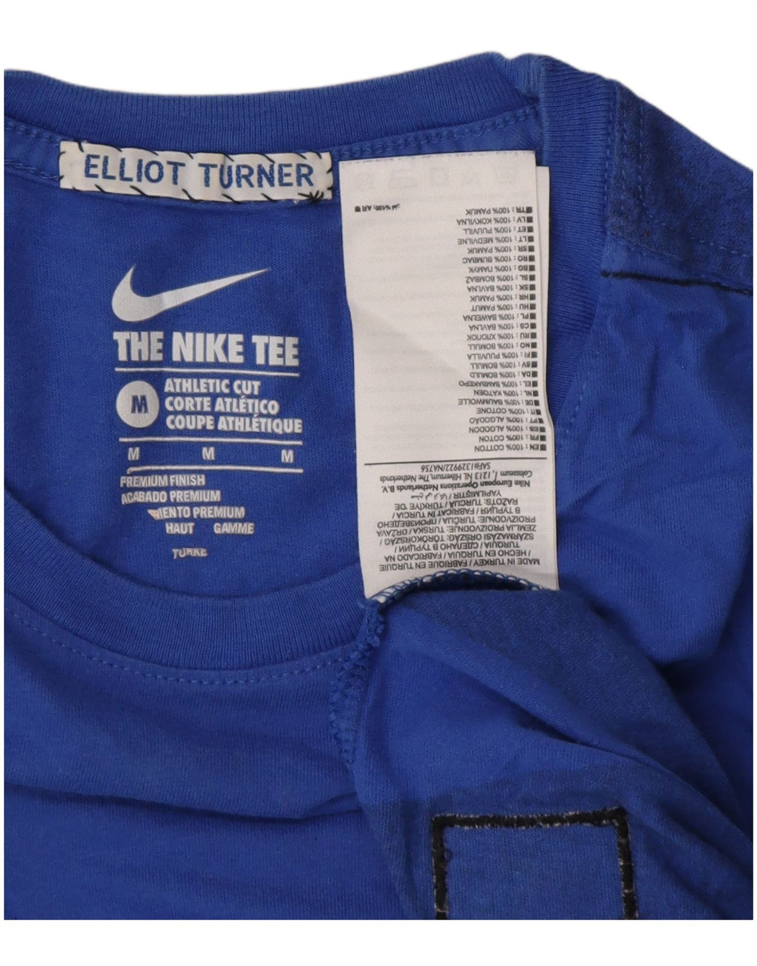 NIKE T-shirt coupe athlétique pour homme en coton rayé bleu moyen