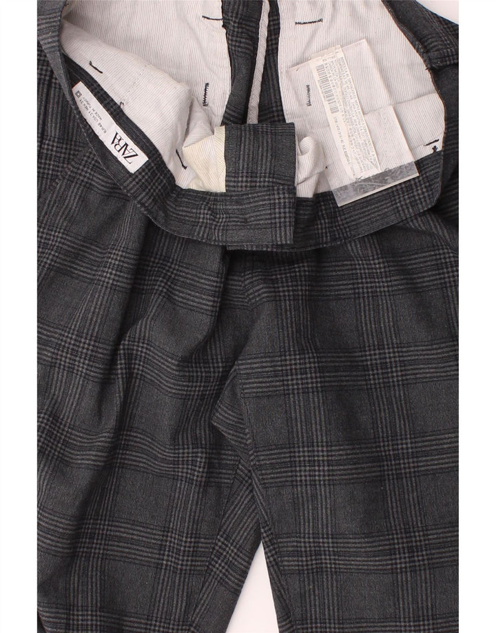 ZARA Mens Slim Suit Trousers EU 40 Medium W31 L28 Grey Check Polyester Vintage Zara and Second-Hand Zara from Messina Hembry 