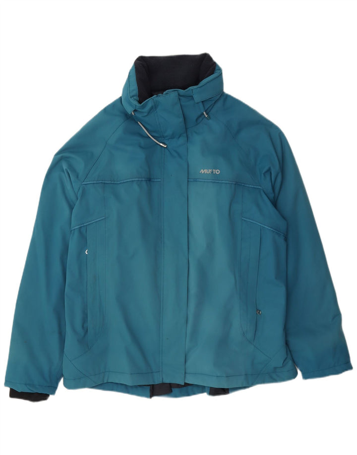 Musto Veste coupe-vent à capuche graphique pour femme UK 16 Large Bleu Polyamide