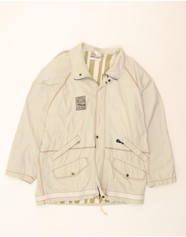 Berto Lucci Mens Loose Fit Utility Jacket IT 54 2XL Beige Cotton Retro