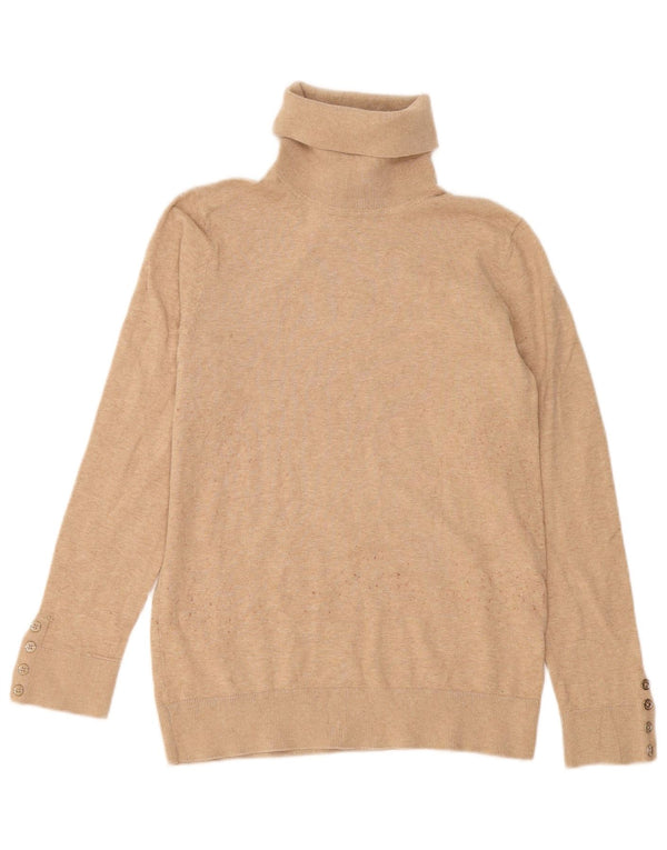 Tommy Hilfiger Pull col roulé pour femme UK 12 Coton beige moyen