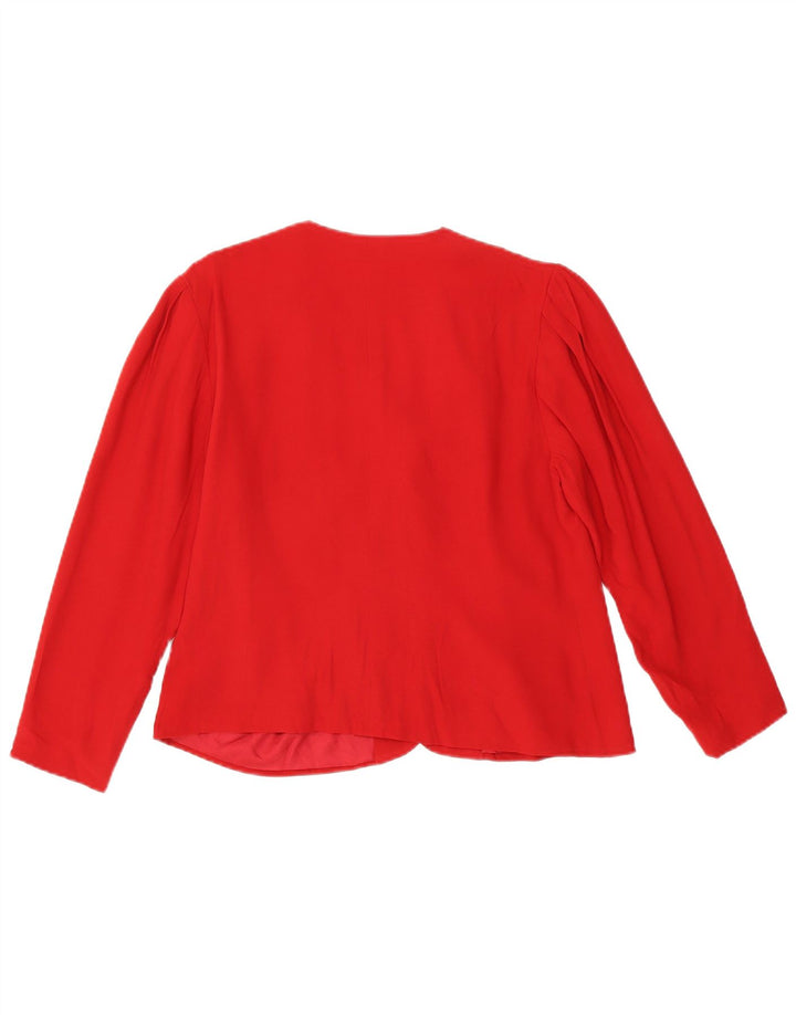 VINTAGE Veste Blazer 3 Boutons Femme UK 12 Rouge Moyen