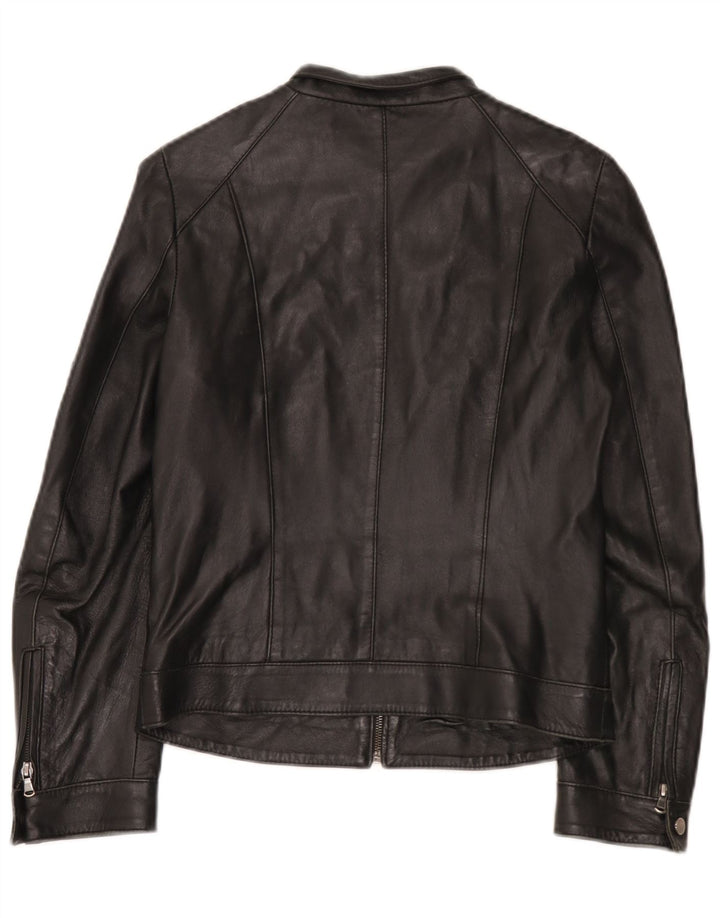 Veste de motard en cuir femme vintage IT 42 Noir Moyen