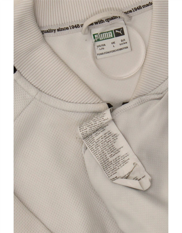 Puma Veste de survêtement graphique pour hommes, grand, blanc, polyester