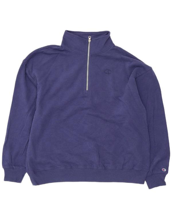 Champion Sweat-shirt surdimensionné à col zippé pour femme UK 14 Bleu marine moyen