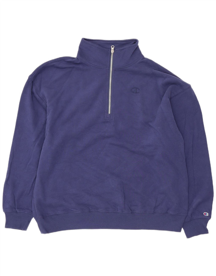 Champion Sweat-shirt surdimensionné à col zippé pour femme UK 14 Bleu marine moyen