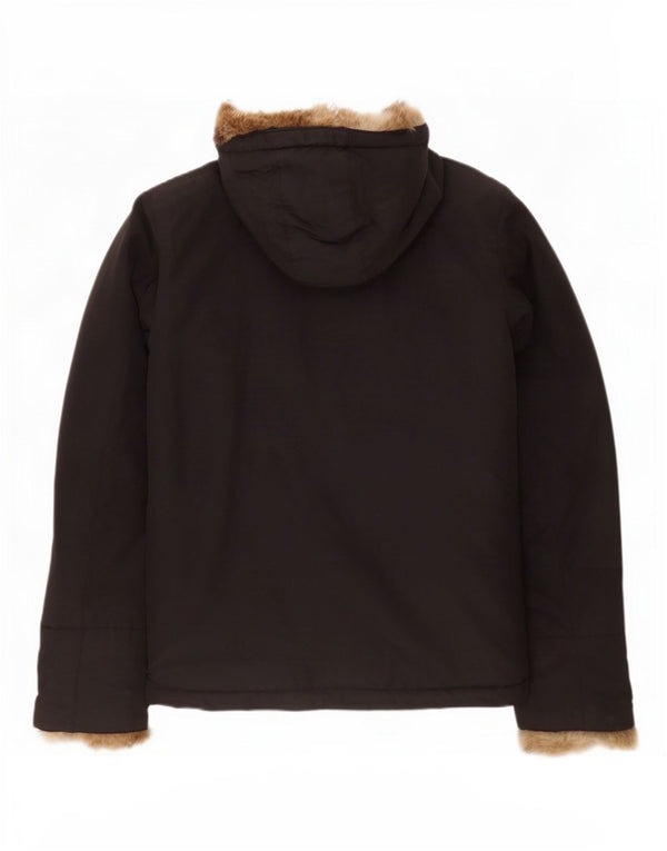 Woolrich Veste matelassée à capuche pour femme UK 14 Medium Noir Coton
