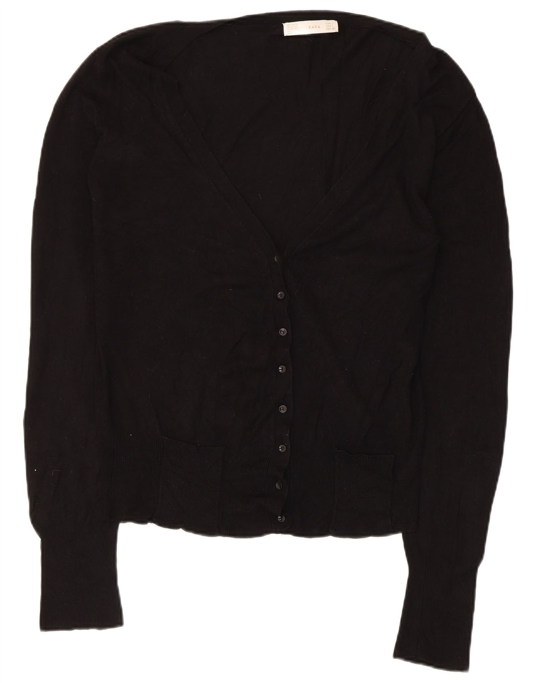 Zara Womens Cardigan Sweater UK 14 Large Rayonne Noire