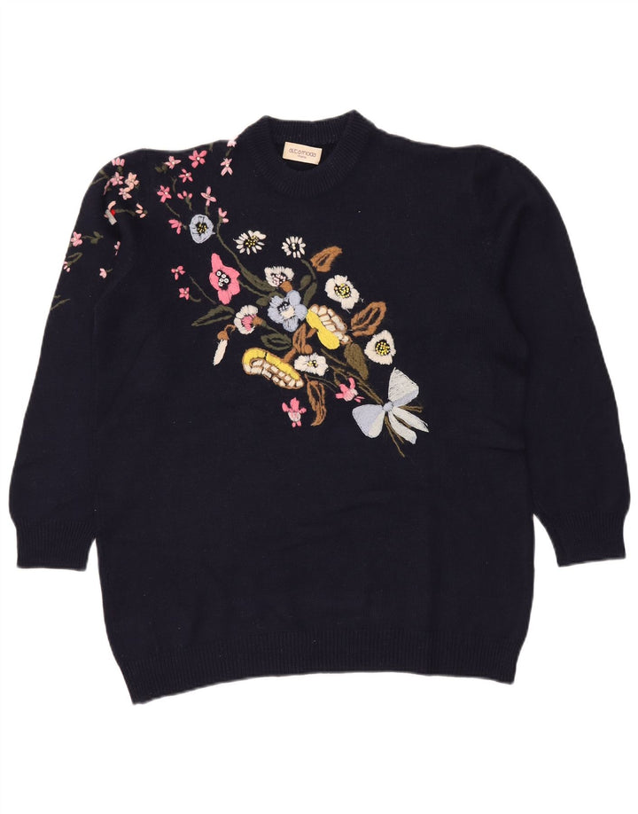 ALTA MODA Pull à col rond pour femme UK 16 Grand Bleu marine Floral