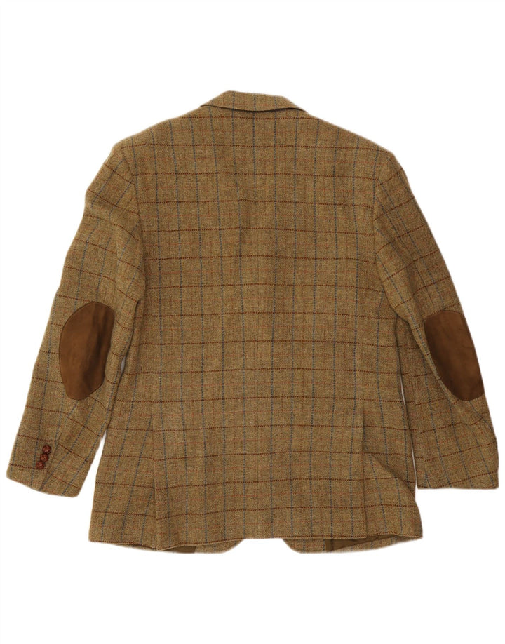 VINTAGE Veste Blazer 3 Boutons Homme IT 52 XL Kaki Check Laine