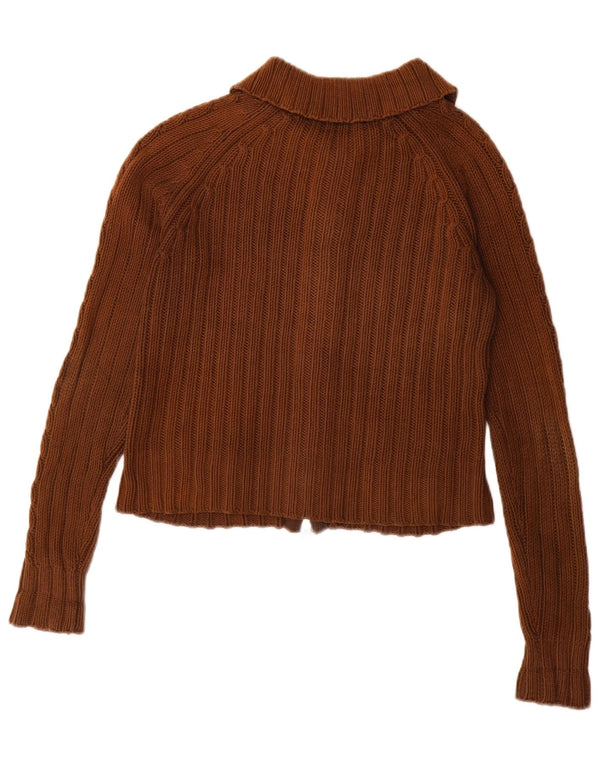 Zara Womens Full Zip Cardigan Sweater UK 10 Petit Coton Marron
