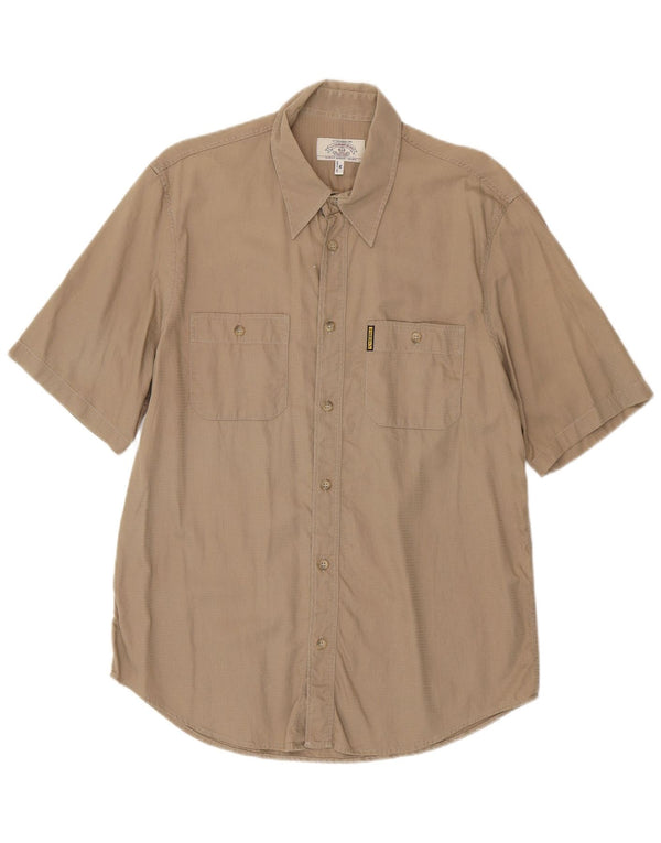Armani Jeans Chemise à Manches Courtes Homme Coton Beige Moyen