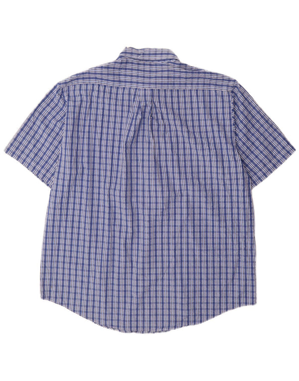 BROOKS BROTHERS Chemise à manches courtes pour homme Coupe classique XL Bleu à carreaux en coton