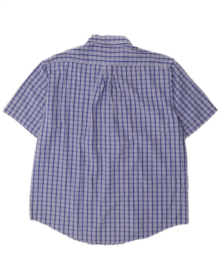 BROOKS BROTHERS Chemise à manches courtes pour homme Coupe classique XL Bleu à carreaux en coton