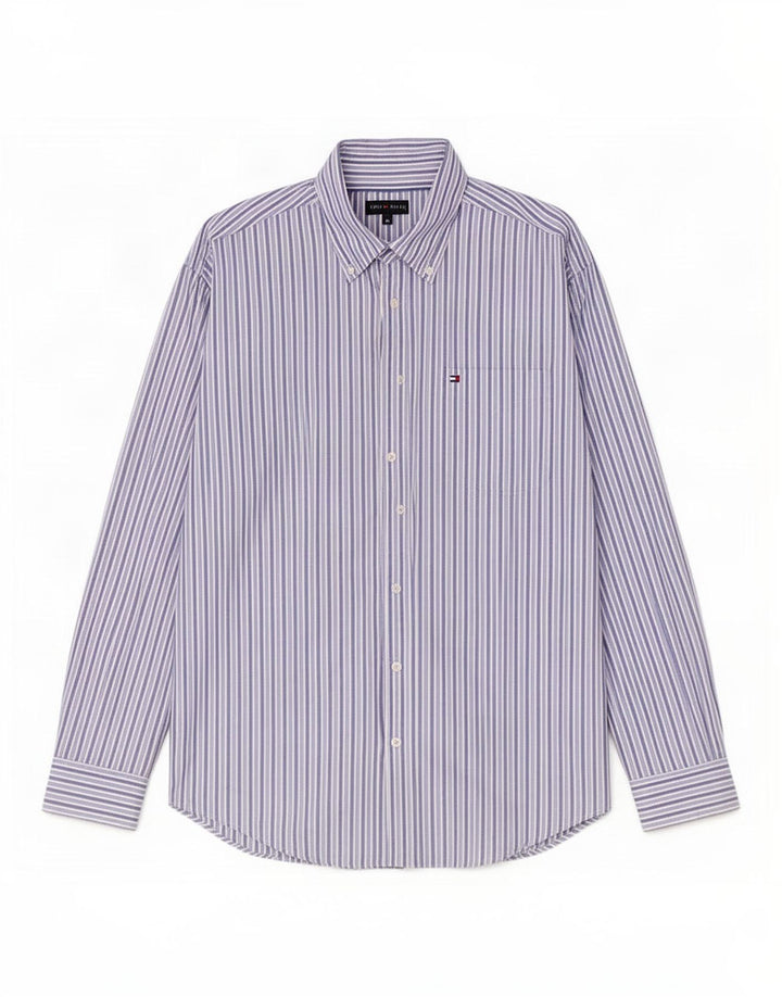 Tommy Hilfiger Chemise Homme Bleu Moyen Rayure Fine