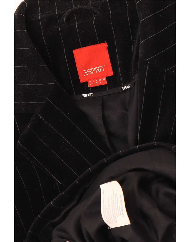Esprit Veste blazer en velours à 2 boutons pour femme UK 14 Grandes rayures noires