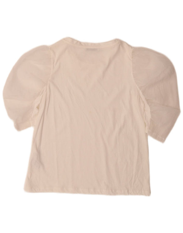 Zara Femme Chemisier Top UK 10 Petit Coton Blanc
