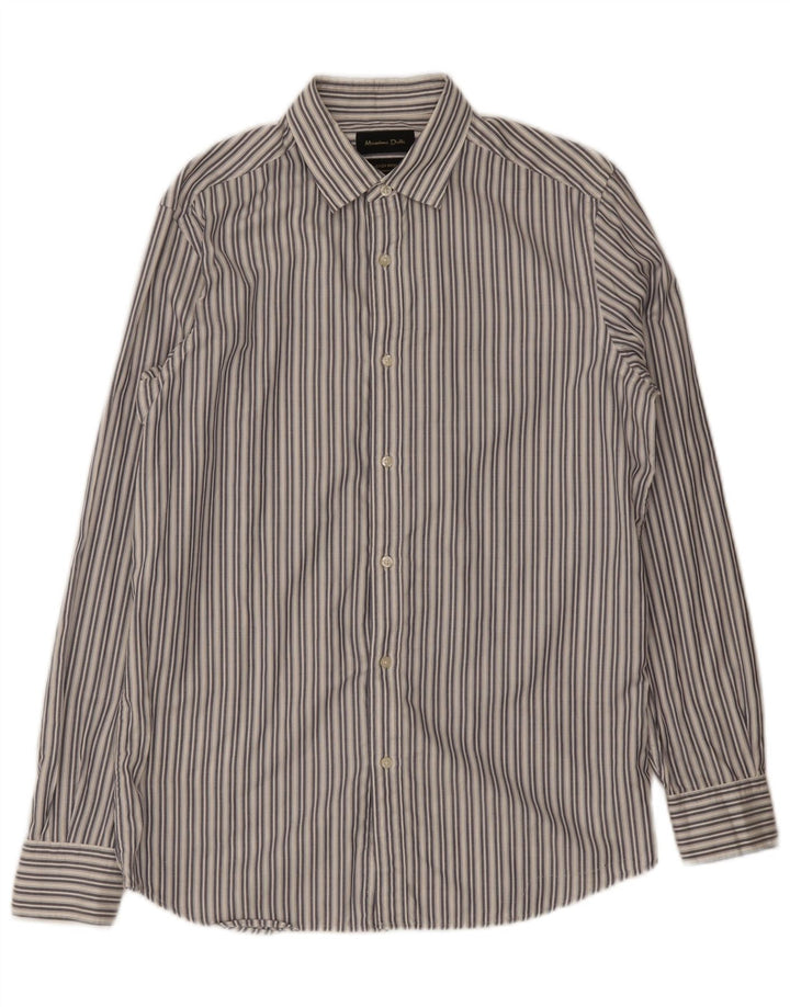 Massimo Dutti Chemise Homme Coton Rayé Blanc Moyen