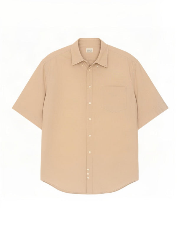 Benetton Chemise à Manches Courtes Homme XL Coton Beige
