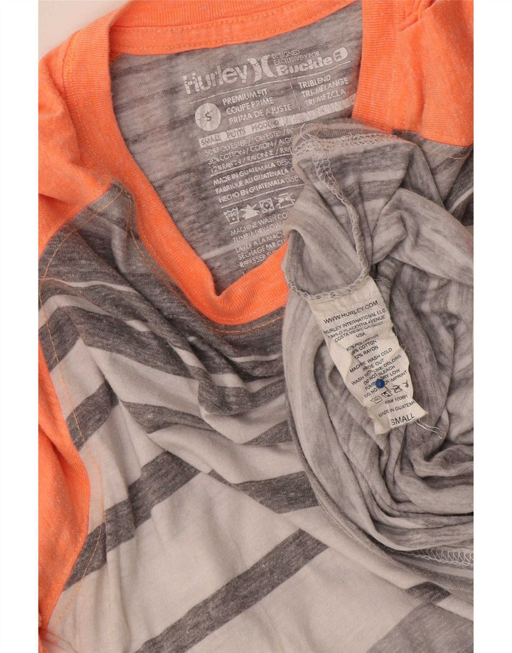 Hurley Femmes Premium Fit Top Manches 3/4 UK 10 Petit Gris Rayé Polyester