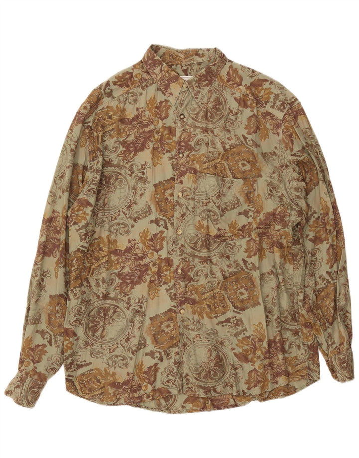 Massaro Chemise Homme Large Kaki Floral
