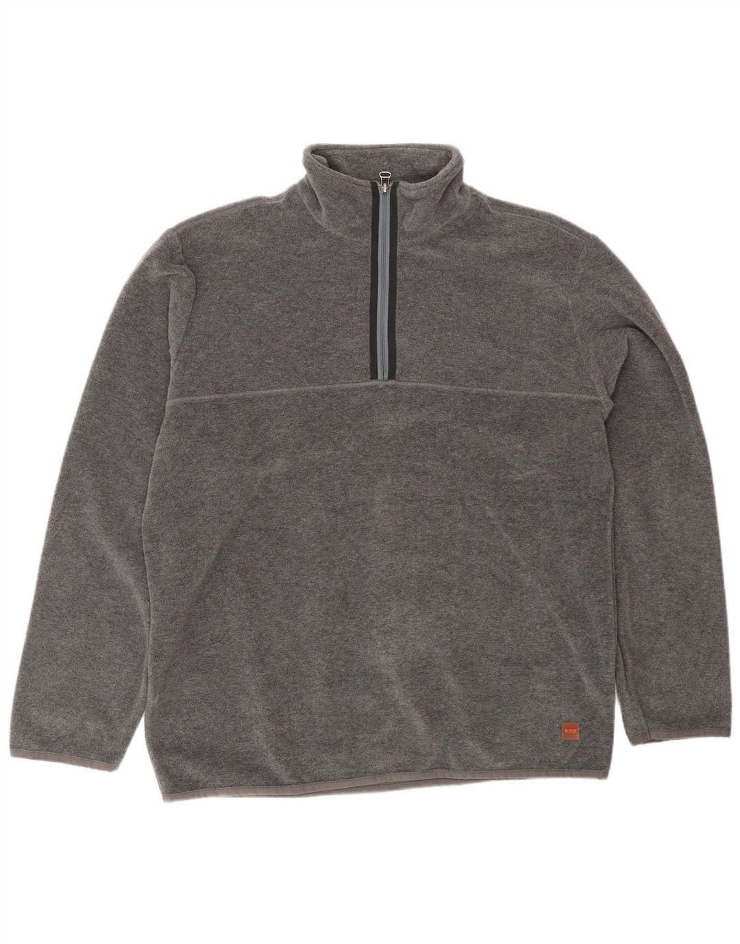 Hugo Boss Pull polaire à col zippé pour hommes, grand gris, polyester