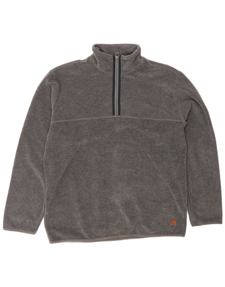 Hugo Boss Pull polaire à col zippé pour hommes, grand gris, polyester