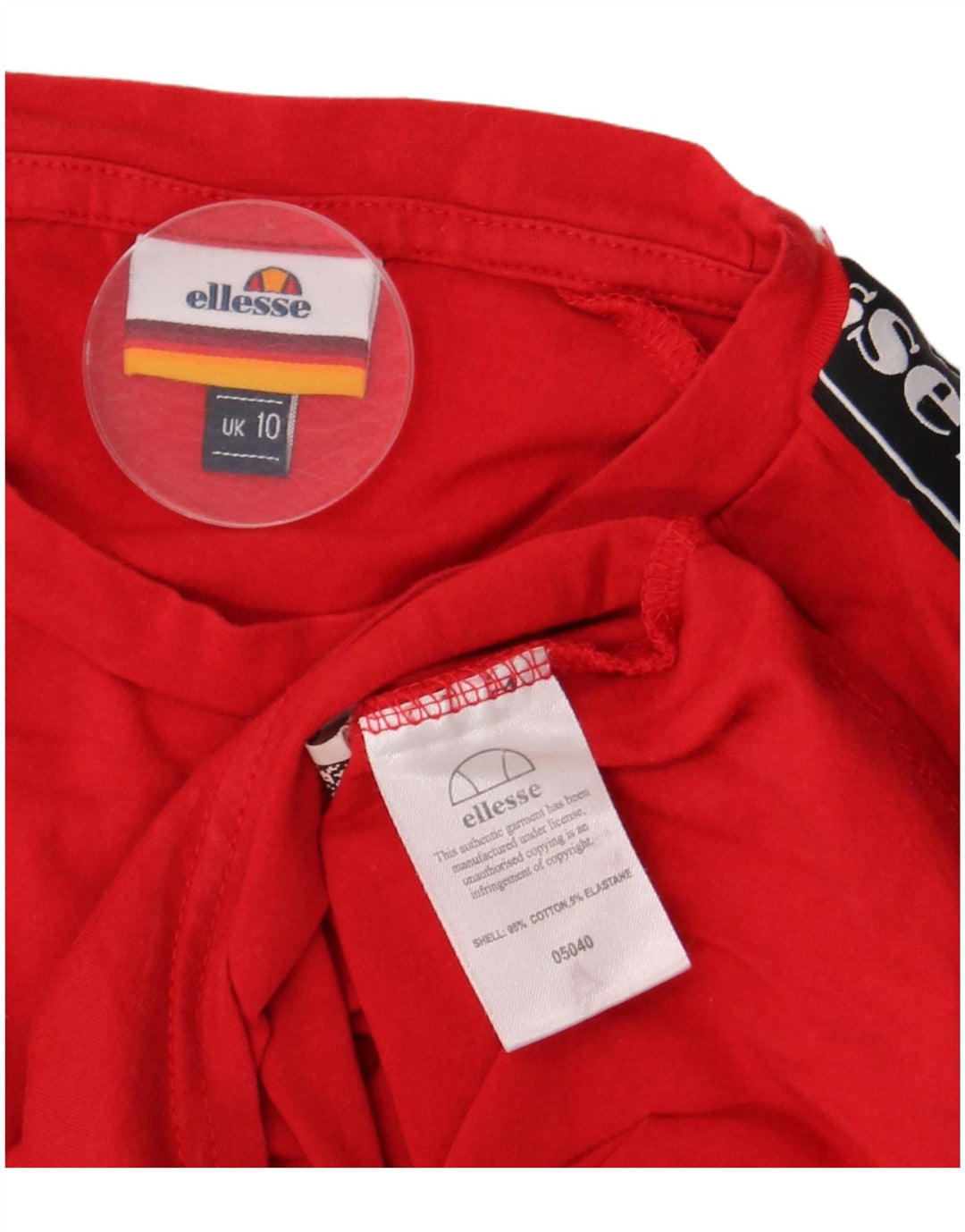 Ellesse Body graphique pour femme UK 10 petit coton color block rouge
