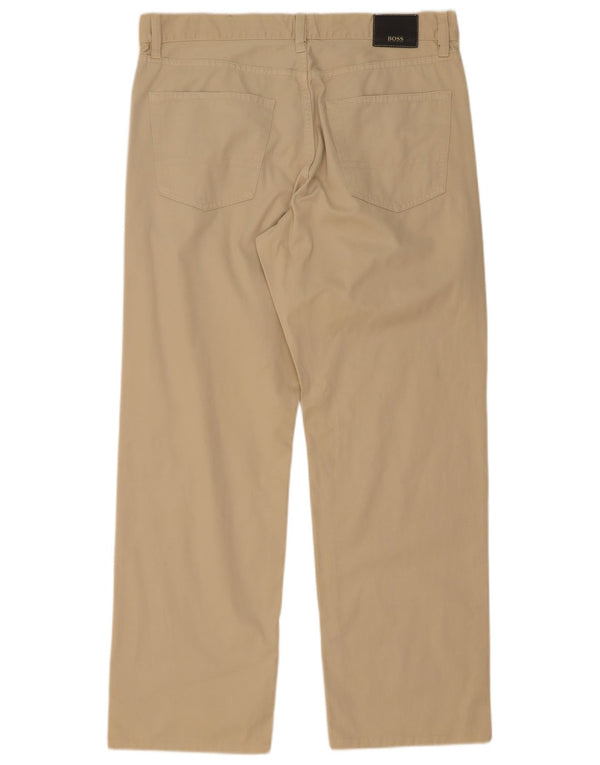 Hugo Boss Pantalon décontracté droit W36 L32 Beige Coton