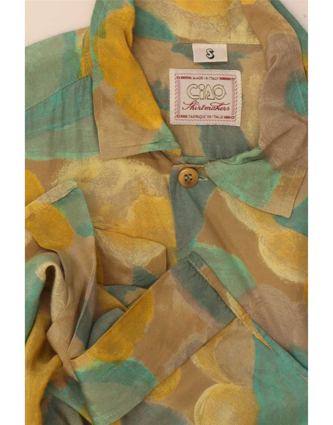 Ciao Chemise à manches courtes pour homme Petit motif floral jaune