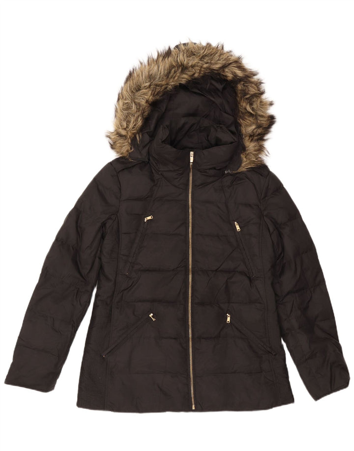 LONDON FOG Veste matelassée à capuche pour femme UK 10 Petit Noir Polyester
