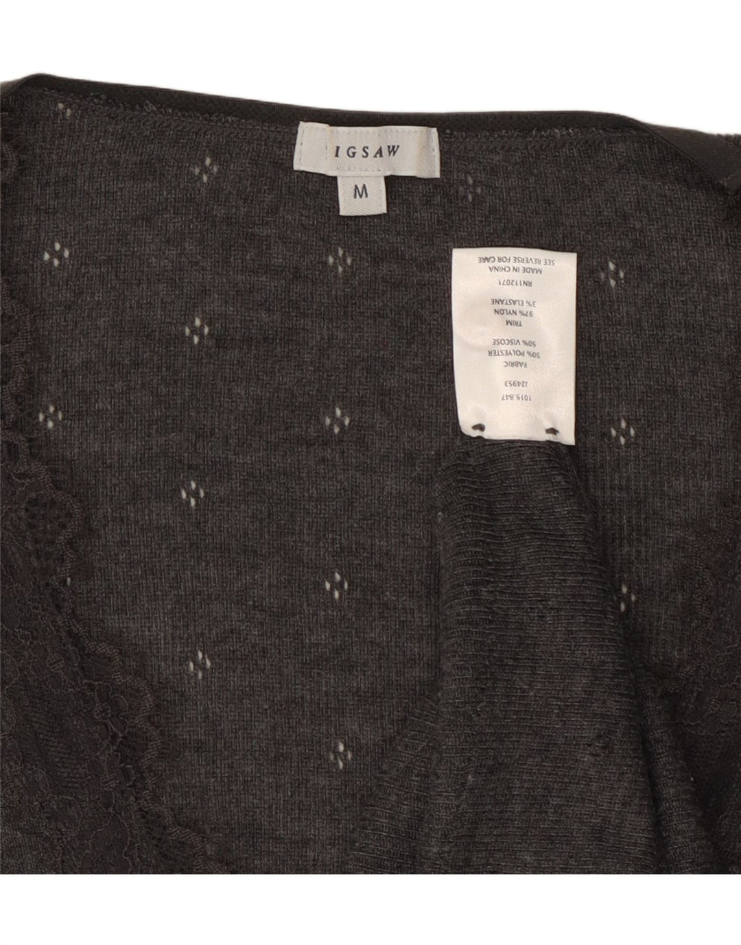 JIGSAW Cardigan Femme Pull UK 12 Gris Moyen Polyester