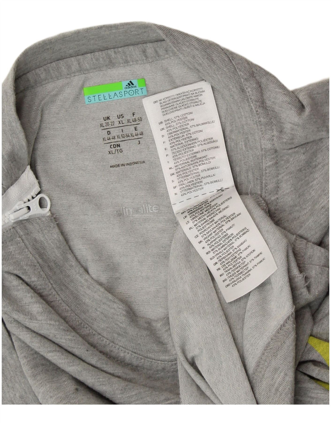 ADIDAS X STELLA MCCARTNEY T-shirt graphique pour femme UK 20/22 XL Gris