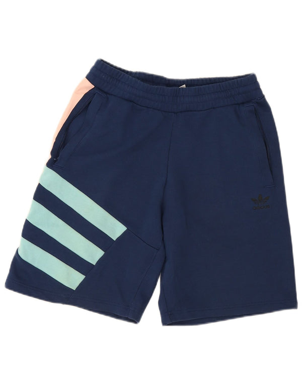 Adidas Short de sport graphique pour homme en coton color block bleu marine Taille S