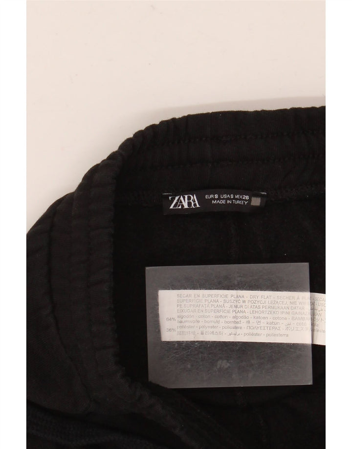 ZARA Pantalon de survêtement pour femme UK 8 Small Noir Coton