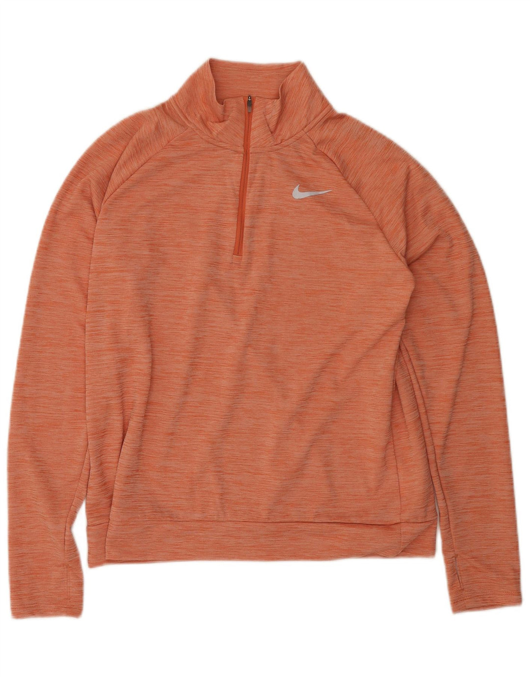Nike Haut de survêtement à col zippé Dri Fit pour femme UK 14 Orange moyen