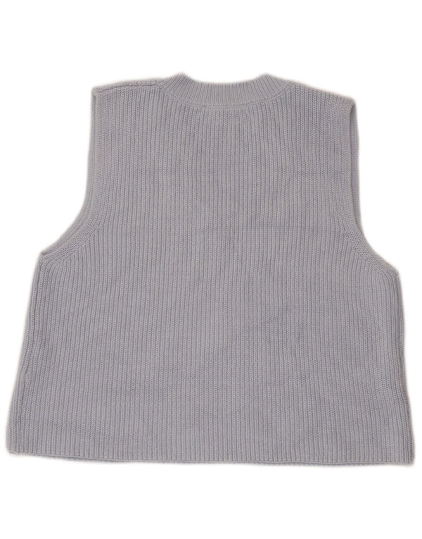 Zara Womens Crop Vest Débardeur UK 10 Petit Bleu Coton