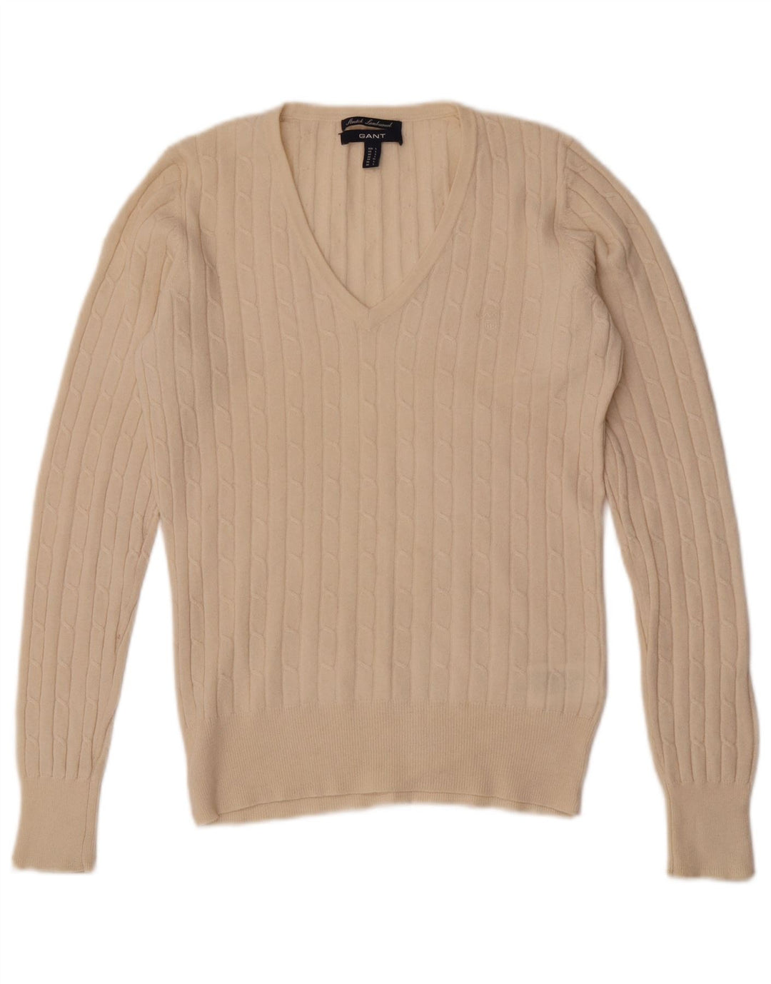 Gant Pull col V pour femme UK 14 Large Blanc cassé en laine