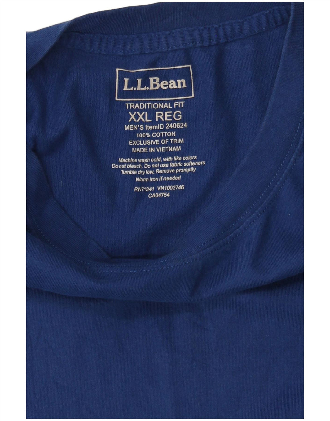 L.L.BEAN T-shirt coupe traditionnelle pour homme en coton bleu 2XL