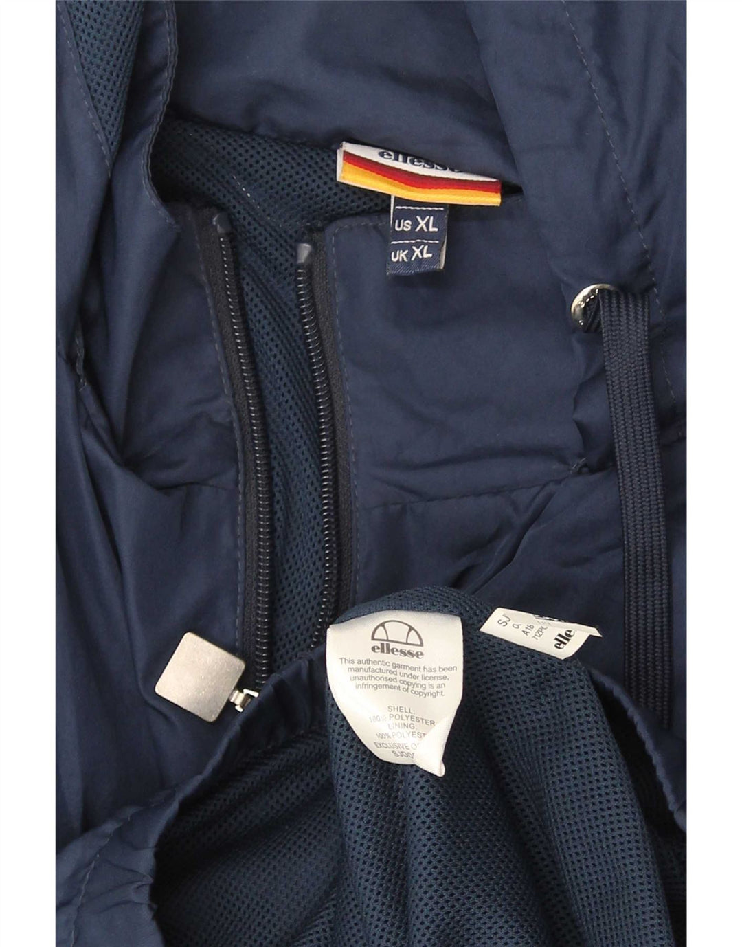 Ellesse Veste de pluie à capuche pour homme UK 42 XL Bleu Colorblock Polyester
