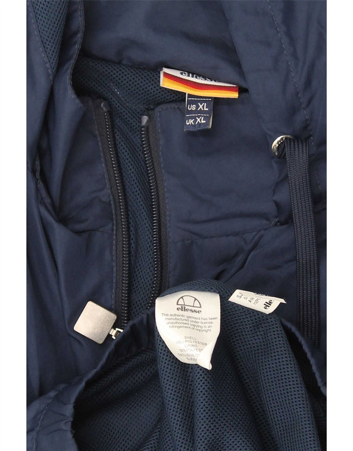 Ellesse Veste de pluie à capuche pour homme UK 42 XL Bleu Colorblock Polyester