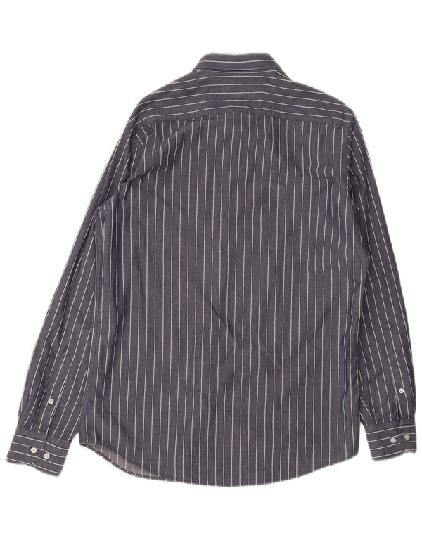 Massimo Dutti Chemise Regular Fit Homme Bleu Marine Rayé Coton