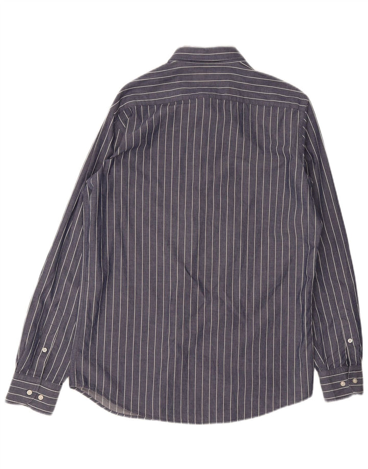 Massimo Dutti Chemise Regular Fit Homme Bleu Marine Rayé Coton