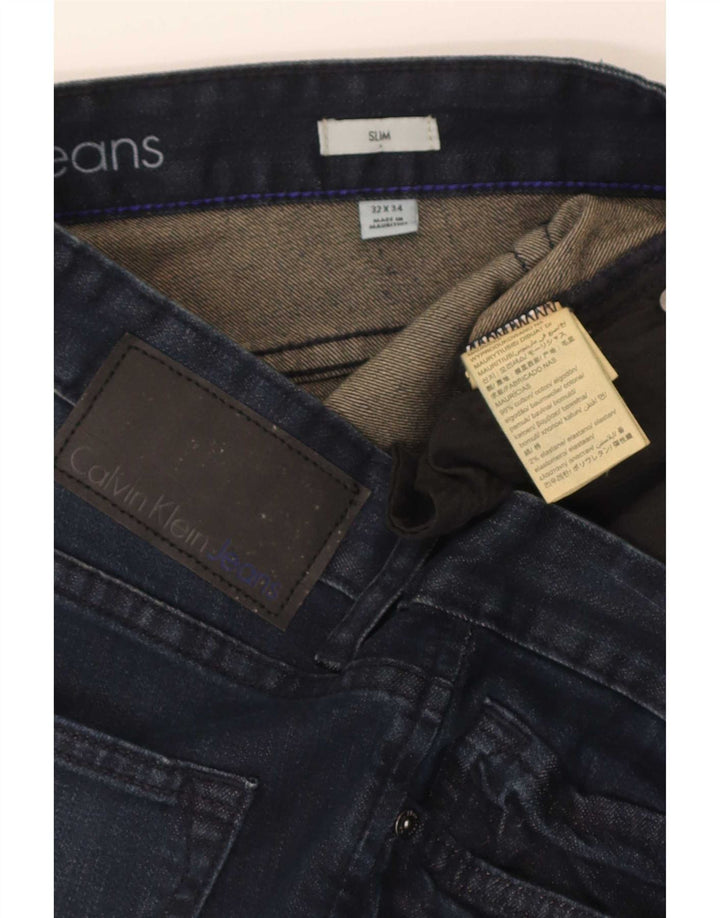 Calvin Klein Jean Slim Femme W32 L34 Bleu Marine Coton