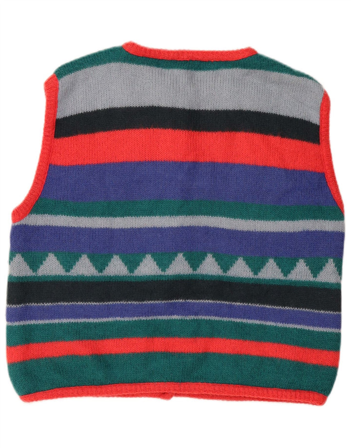 MAURICE ABOT Pull Cardigan Femme UK 14 Moyen Rayé Multicolore
